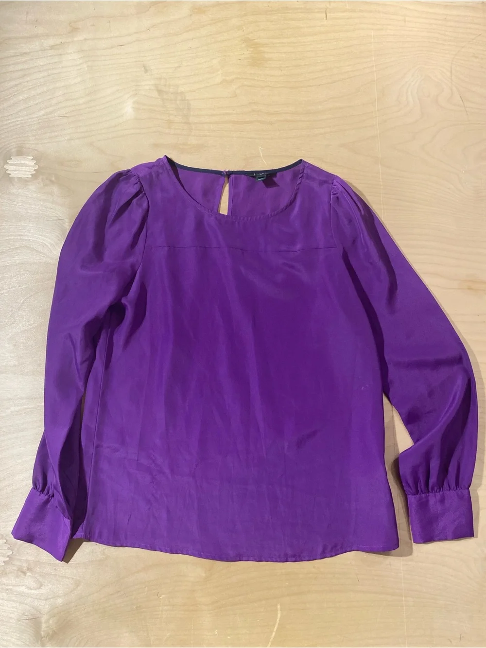 J. Crew Violet Purple Long-Sleeve Puff Shoulder Blouse Small (SF)